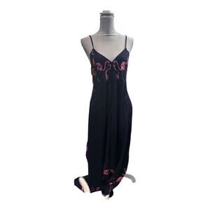 World Market Navy Blue Flamingo Handkerchief Asymmetrical Dress Size S/M